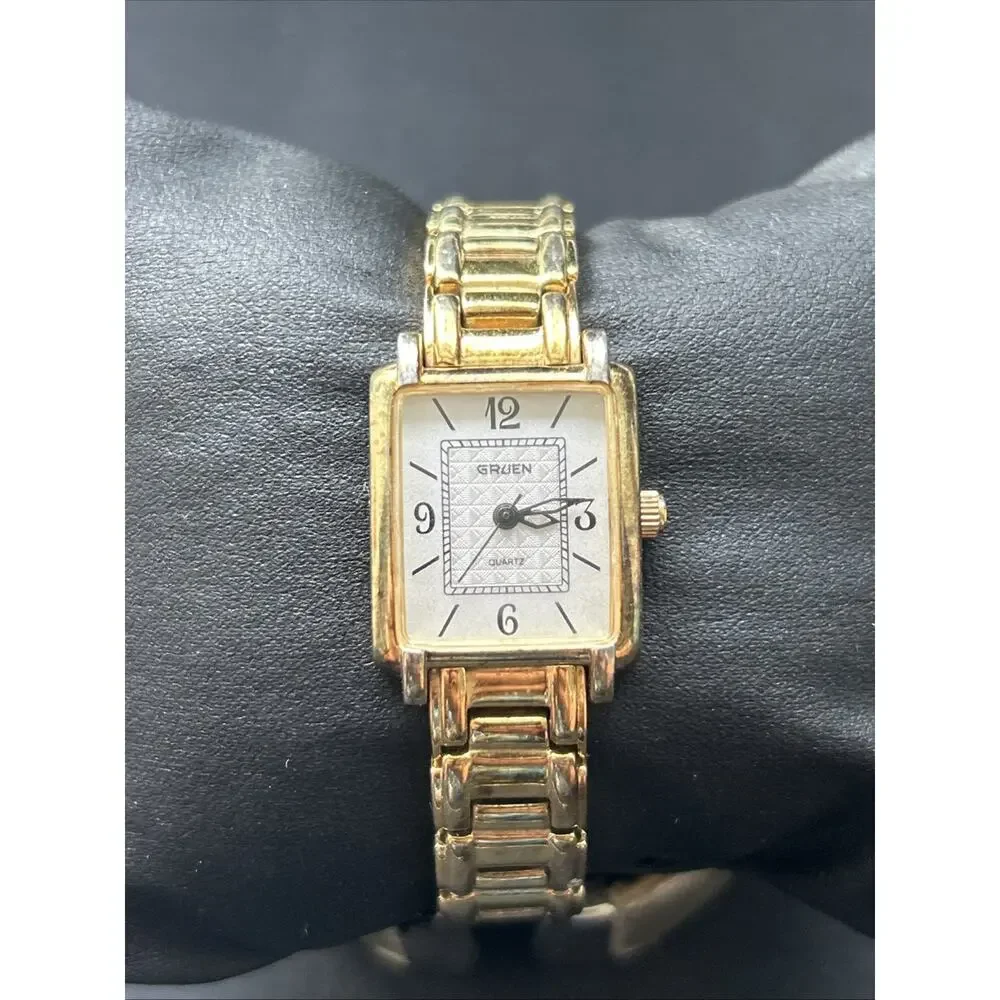 Gruen Gold Tone White Dial Women’s Quartz Watch